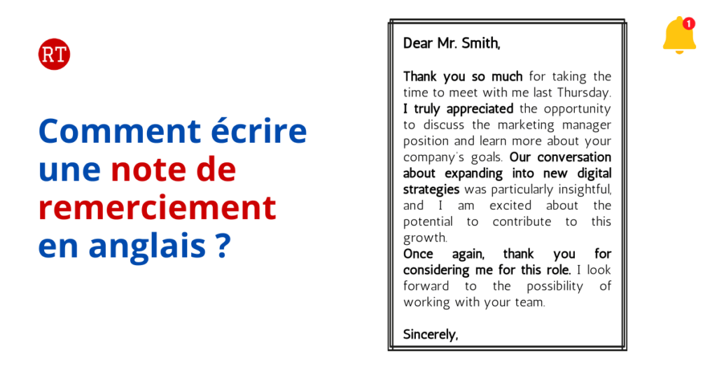 Comment écrire une note de remerciement en anglais