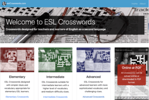 capture d'écran du site ESLCrosswords.com