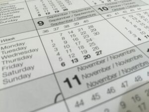 une page de calendrier